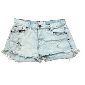 One Teaspoon Light Blue Distressed Denim Cutoff Shorts